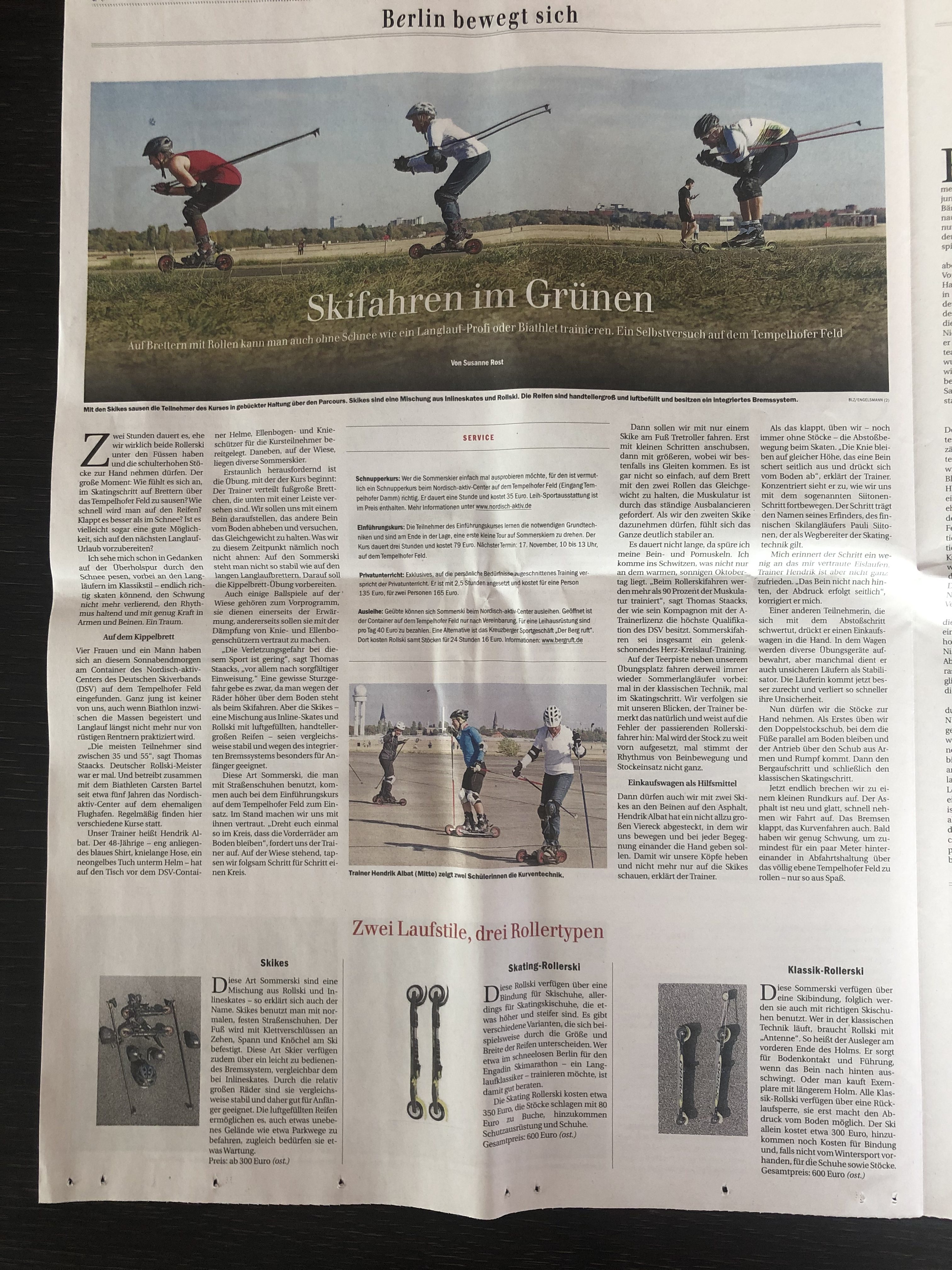 nordisch aktiv Berliner Zeitung Skiroller Cross skating nordisch aktiv Berliner Zeitung Skiroller Cross skating